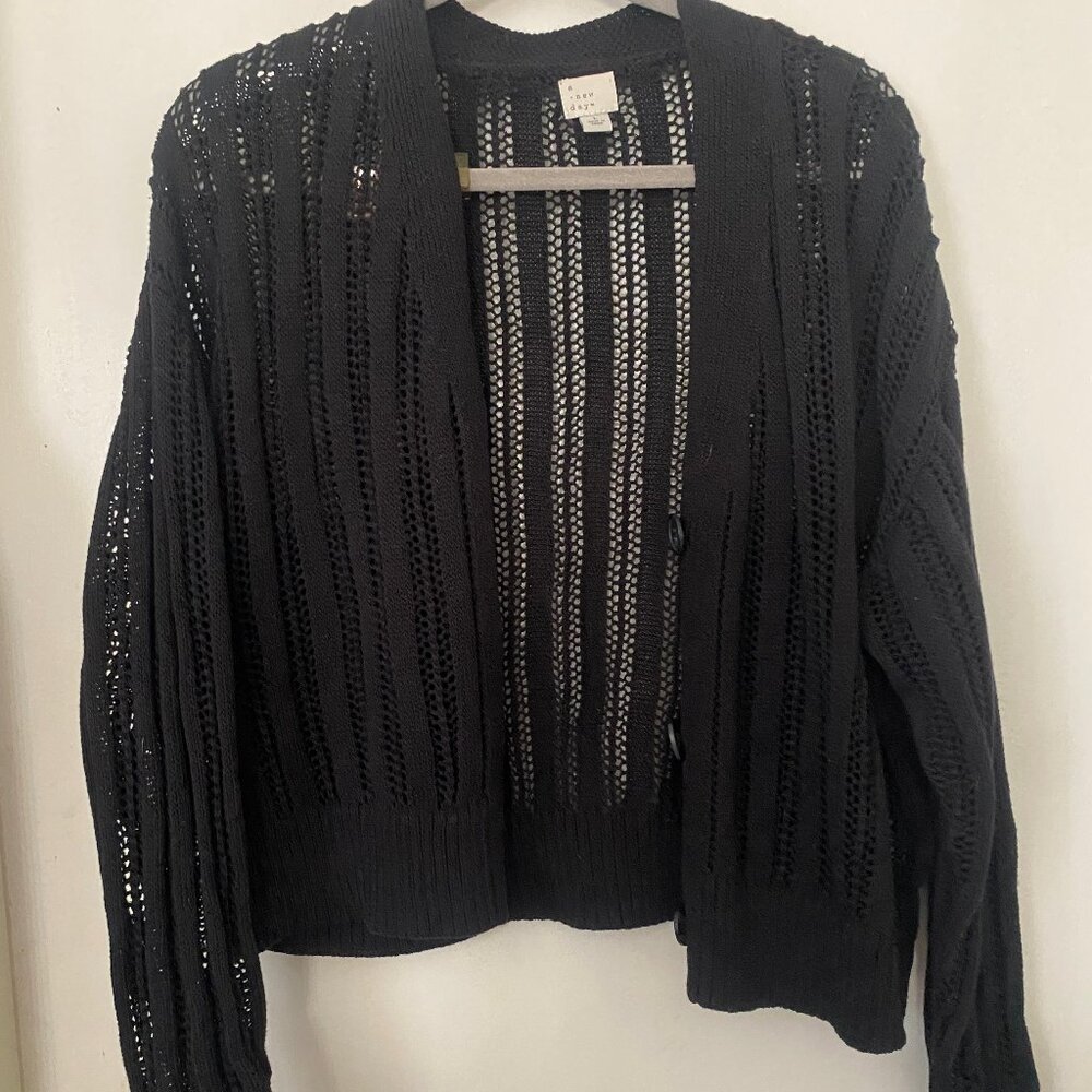 Black Loose Knit Cadigan